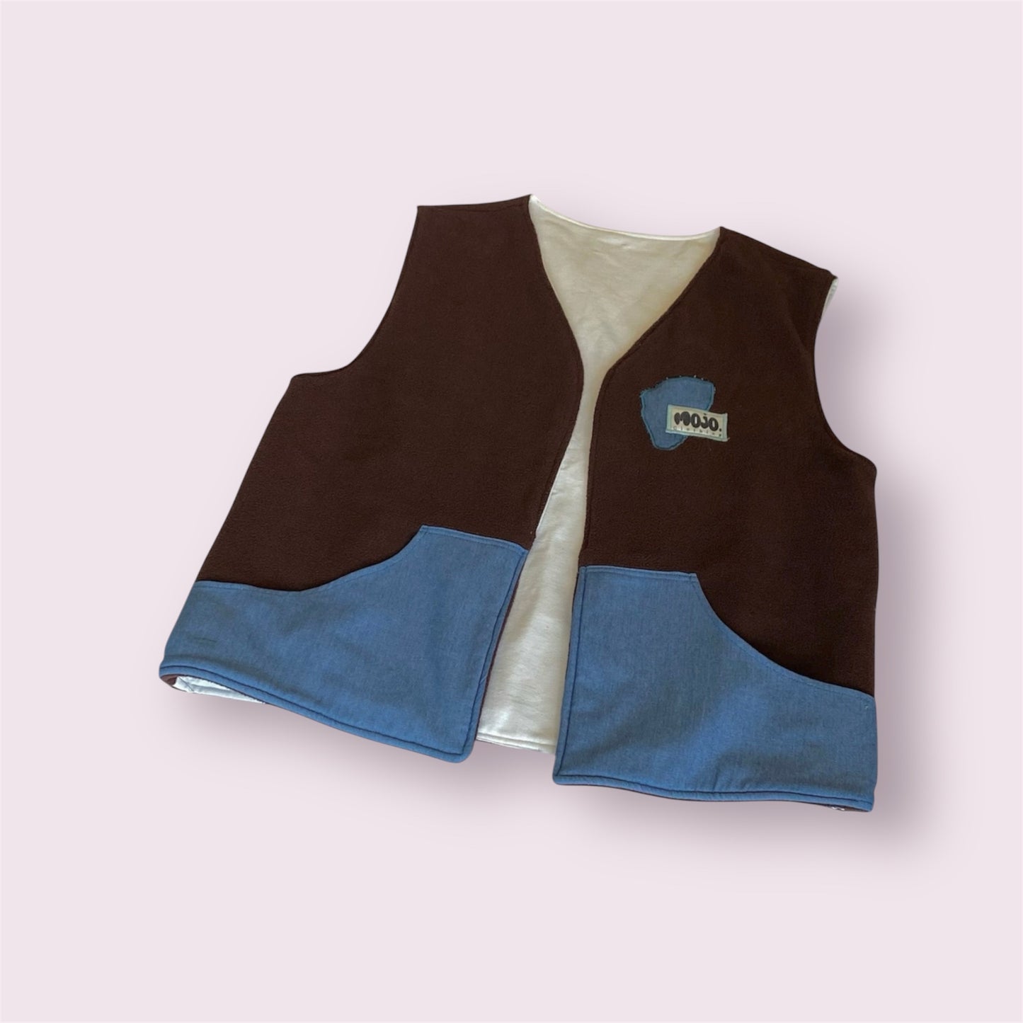 Gilet réversible en polaire et denim