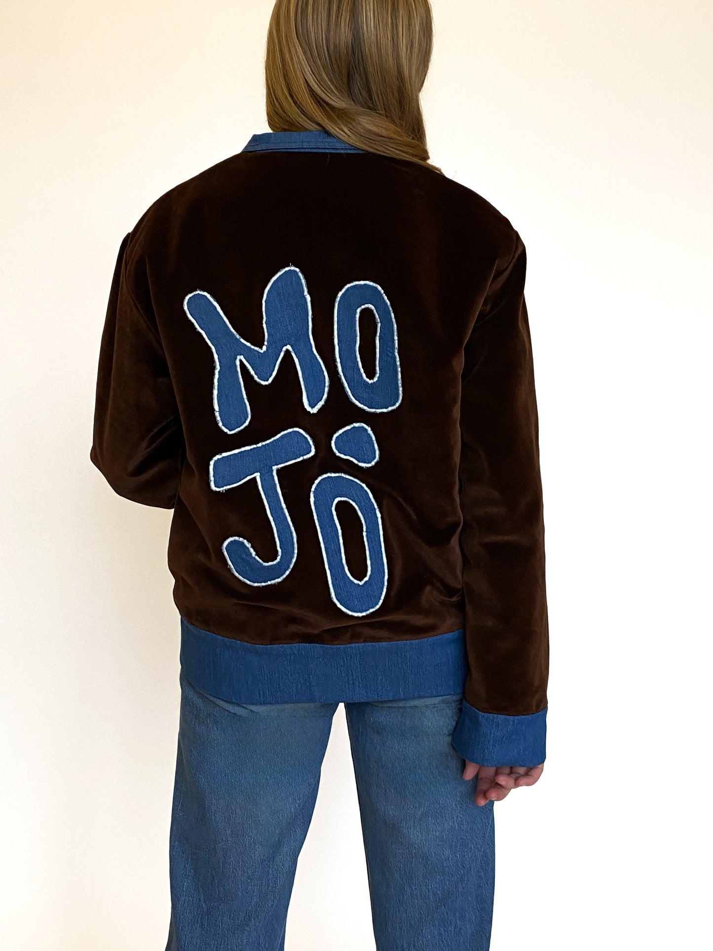 Veste réversible en velours et denim