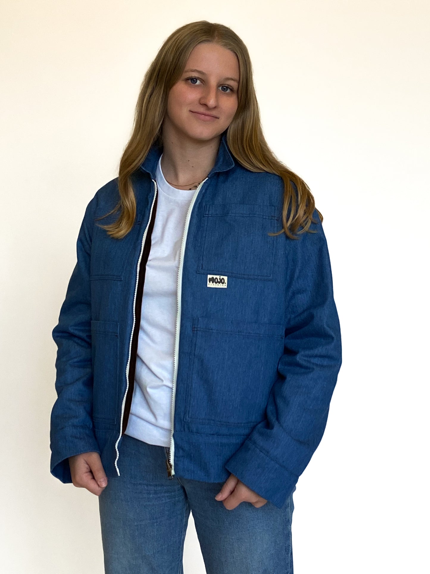Veste réversible en velours et denim
