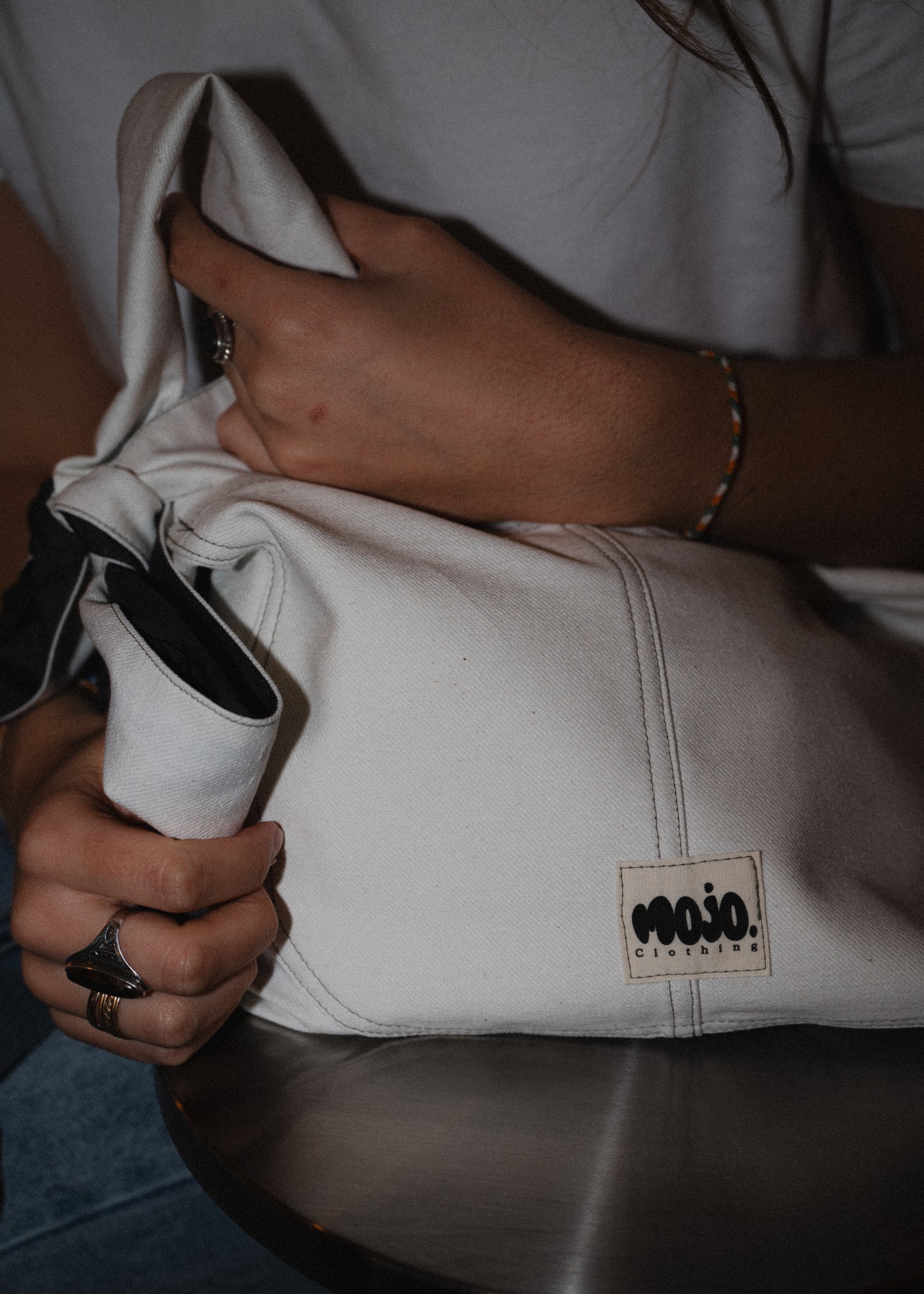 Mojo Bag (kaki & denim blanc)