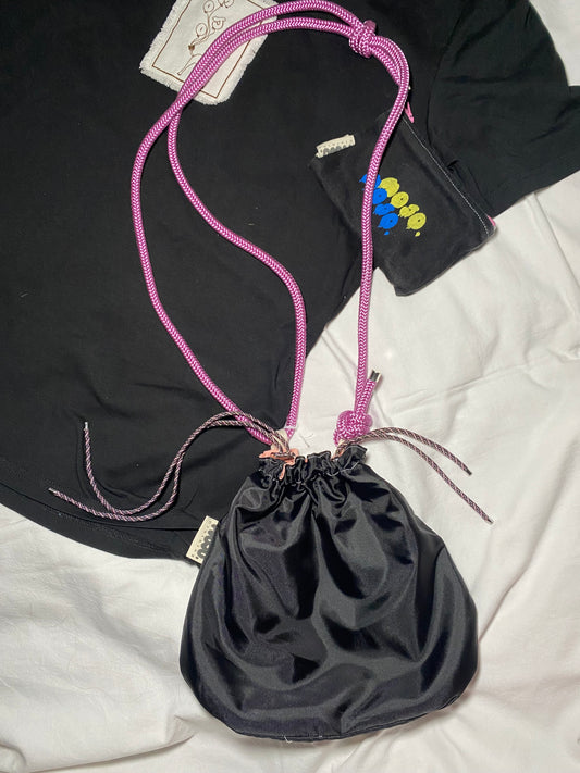 MojBourse imperméable noir et toile rose pêche 🐷