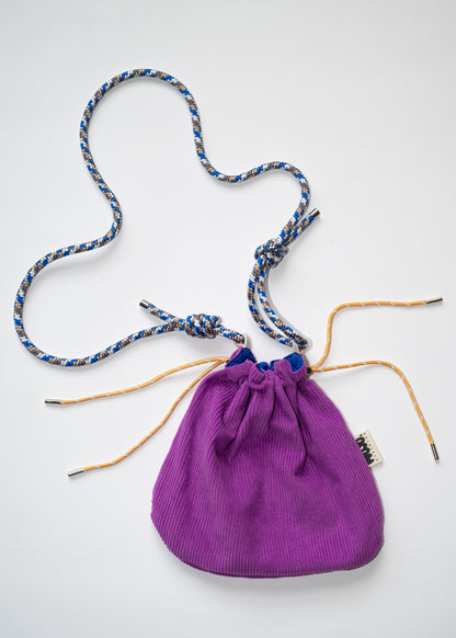 Mojo Bourse (velours côtelé violet & imperméable bleu électrique )