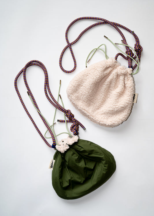 Mojo Bourse (sherpa écru & imperméable kaki)