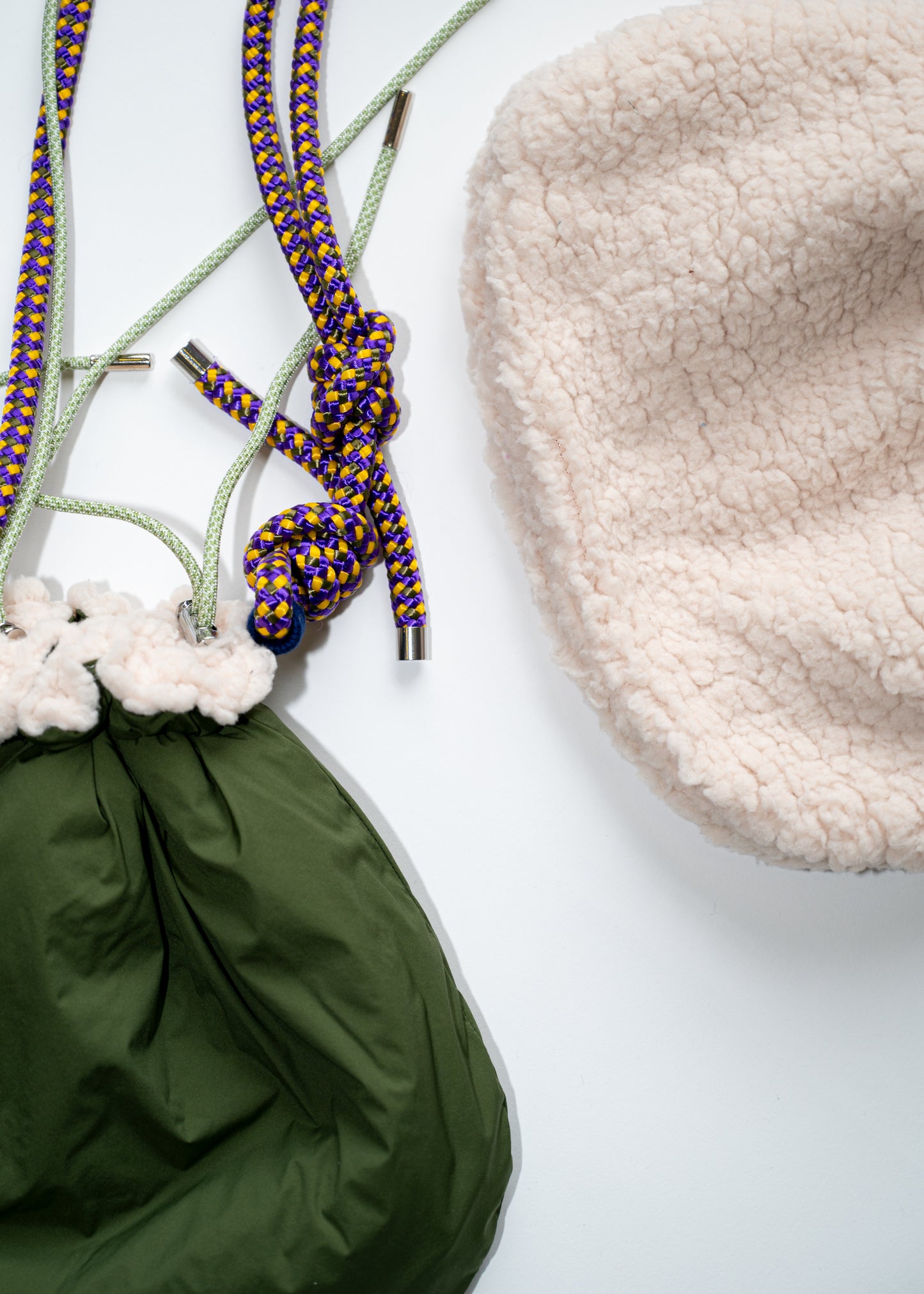 Mojo Bourse (sherpa écru & imperméable kaki)