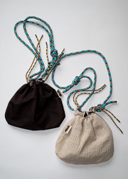 Mojo Bourse (imperméable marron & gaze de coton sable)