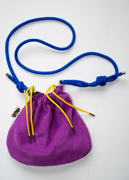Mojo Bourse (velours violet & imperméable marron)