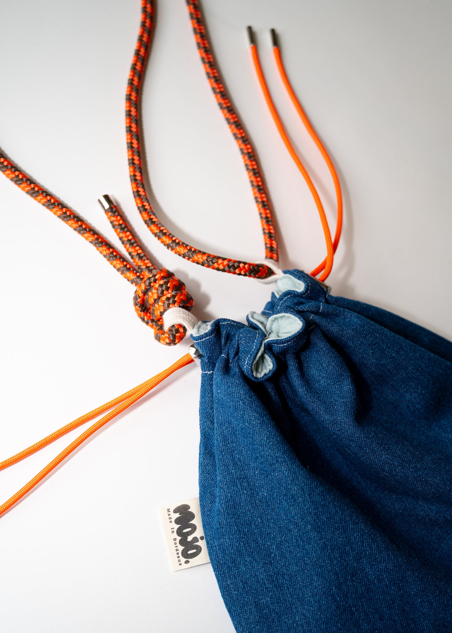 Mojo Bourse (denim & gaze de coton vert d'eau)