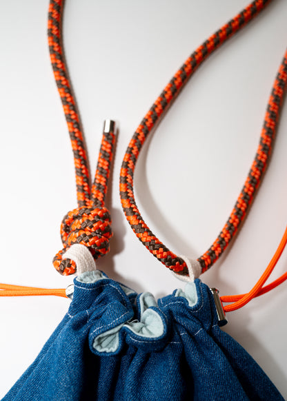 Mojo Bourse (denim & gaze de coton vert d'eau)