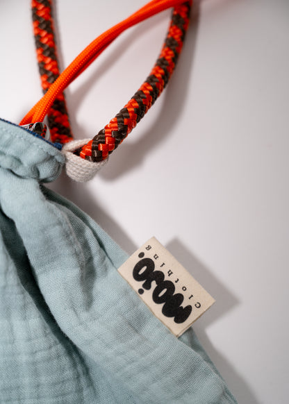 Mojo Bourse (denim & gaze de coton vert d'eau)