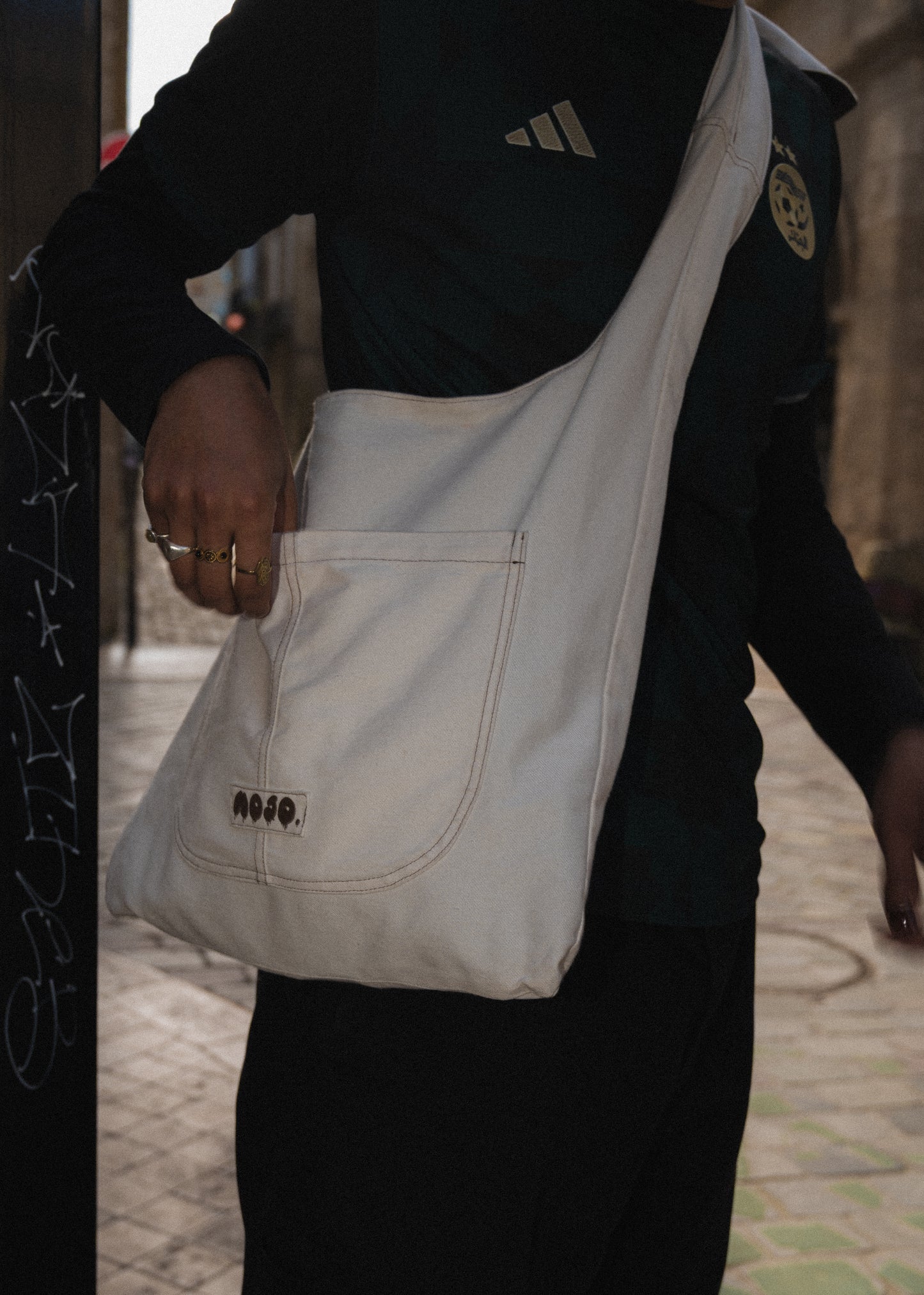 Mojo Bag (denim écru & imperméable marron)