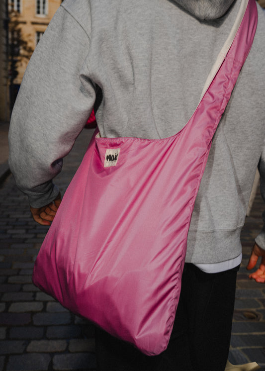 Mojo Bag (denim écru & imperméable rose)