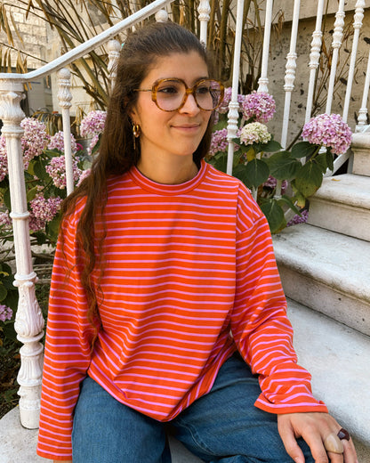 Mojo Longsleeve (rayures roses et oranges)