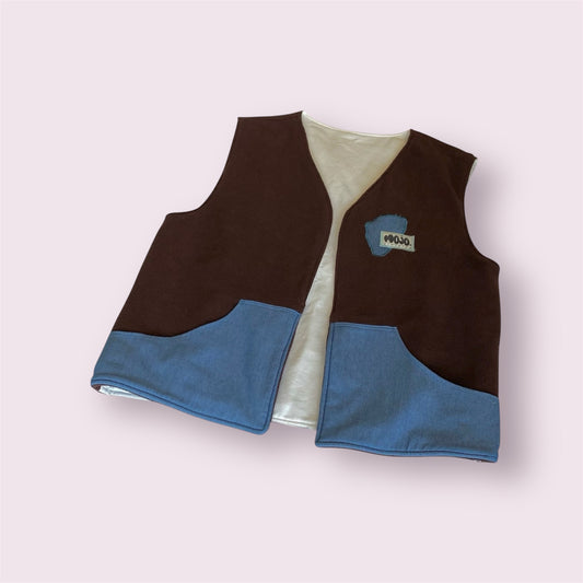 Gilet réversible en polaire et denim