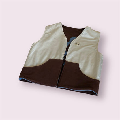 Gilet réversible en polaire et denim